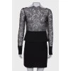 Suit with lace top and skirt, with tag