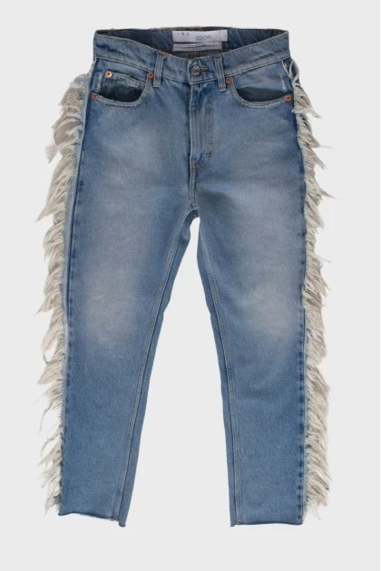 Jeans with fringe on the sides