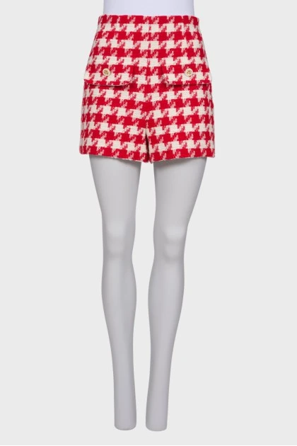 Tweed houndstooth shorts with tag