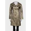 Leather golden coat with lace