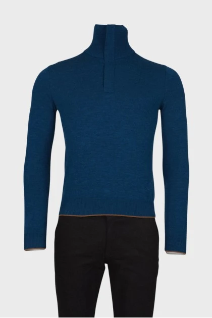 Men's wool sweater with zip