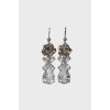 Earrings with crystal and rose