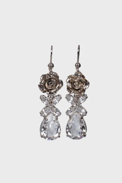 Earrings with crystal and rose
