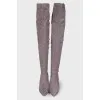 Light graphite suede over the knee boots