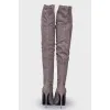 Light graphite suede over the knee boots