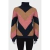 High neck combination sweater