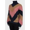 High neck combination sweater