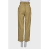 High rise olive trousers with tag