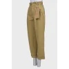 High rise olive trousers with tag