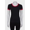 Black T-shirt with red inserts