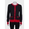 Black cardigan with red inserts