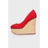 Textile high wedge shoes