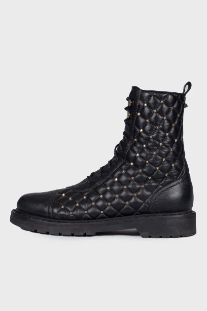 Rockstud Spike leather boots