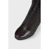 Leather boots with side zipper