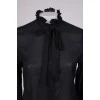 Black cotton blouse with puffed sleeves