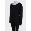 Black Crew Neck Loose Blouse with Tag