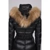 Black down jacket with tag belt