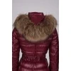 Red down jacket with tag belt