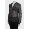 Silk blouse in an abstract print with a tag