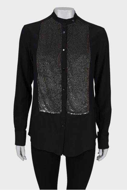 Silk blouse with sequins on the front