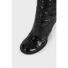 Patent boots with round toe