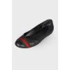 Leather ballerinas with textile insert