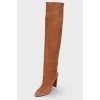 Suede high brown boots