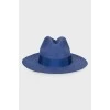 Wool blue hat with a bow