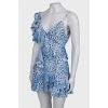 Silk blue dress in leopard print