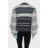 Coarse-knit combo sweater with tag
