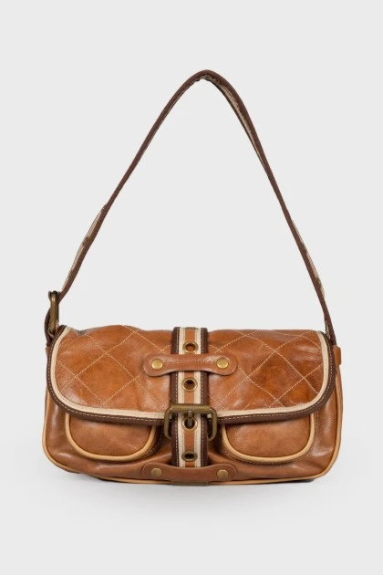 Leather bag with front strap