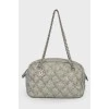 Tweed On Stitch Zip Quilted Nylon Small Bag