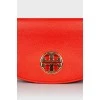 Red leather semi-circular bag