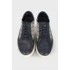 Men's dark blue leather sneakers