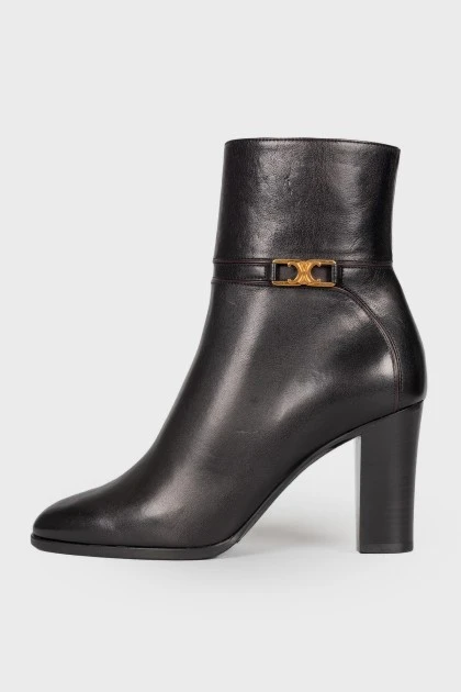 Claude black leather ankle boots
