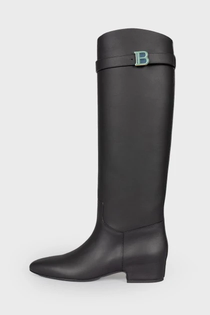 Royce black leather boots