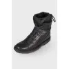 Men's leather boots with textile insert