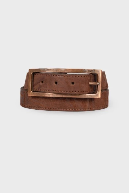 Printed leather belt