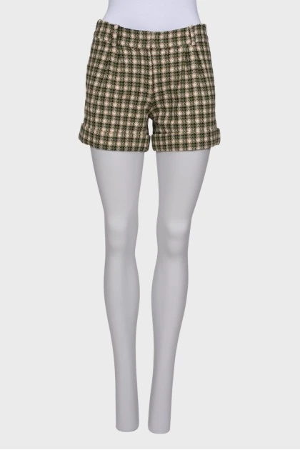 Mid-rise plaid shorts