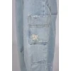 Back embroidered jeans with tag