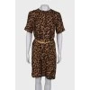 Leopard print dress with belt