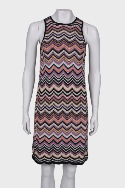 Dress with geometric pattern and lurex
