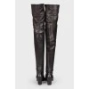 Leather over the knee boots with zipper 