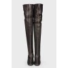 Leather over the knee boots with zipper 