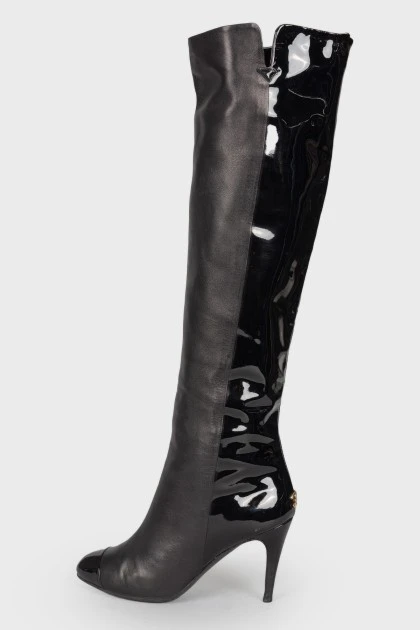 Leather combination boots