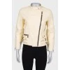 Cream color leather jacket