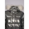 Silver down jacket with a hood