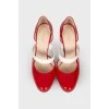 Patent red shoes