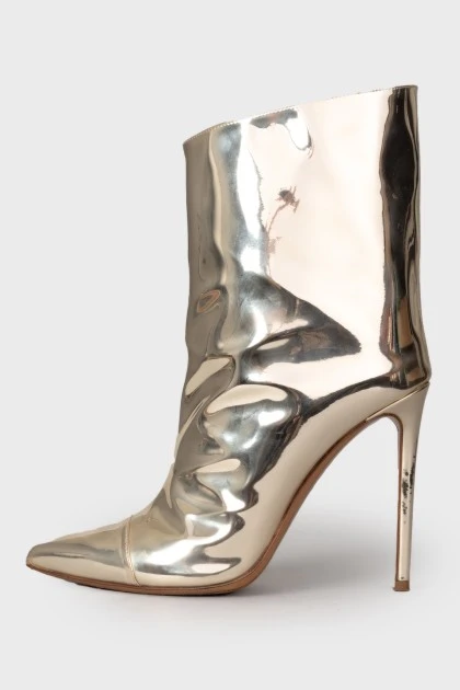 Patent gold ankle boots