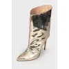 Patent gold ankle boots